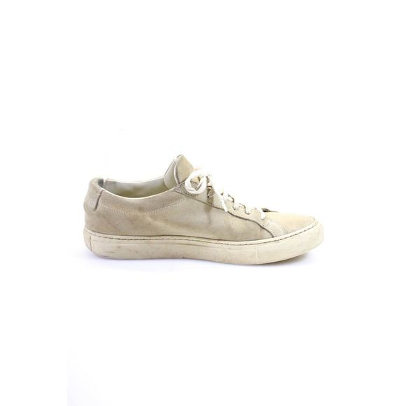 Woman by Common Projects Womens Suede Low Top Lace Up Sneakers Beige Size 7 - Picture 6 of 10